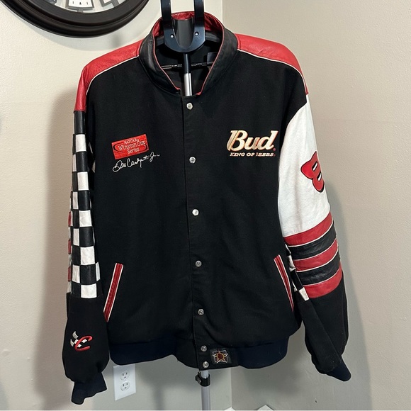 Nascar Other - Dale Earnhardt Jr NASCAR Racing Reversible Wool Leather Jacket/Coat Size 3XL